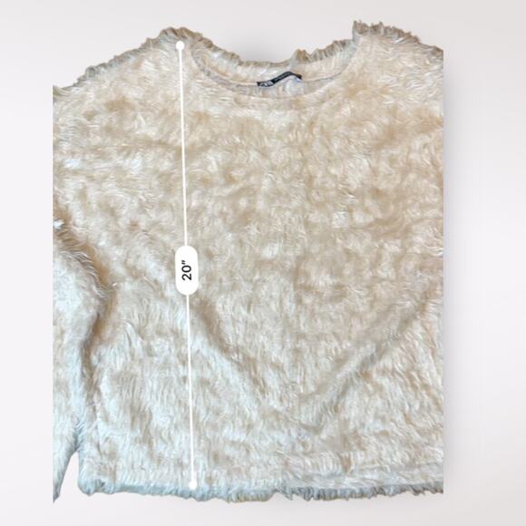 Zara Peach Furry Funky Indie Boho Long Sleeved Sweater Size S - Picture 7 of 10